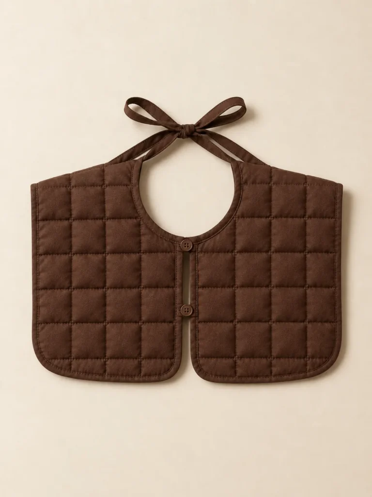 Bib Grid Collar in Cocoa, back and side view