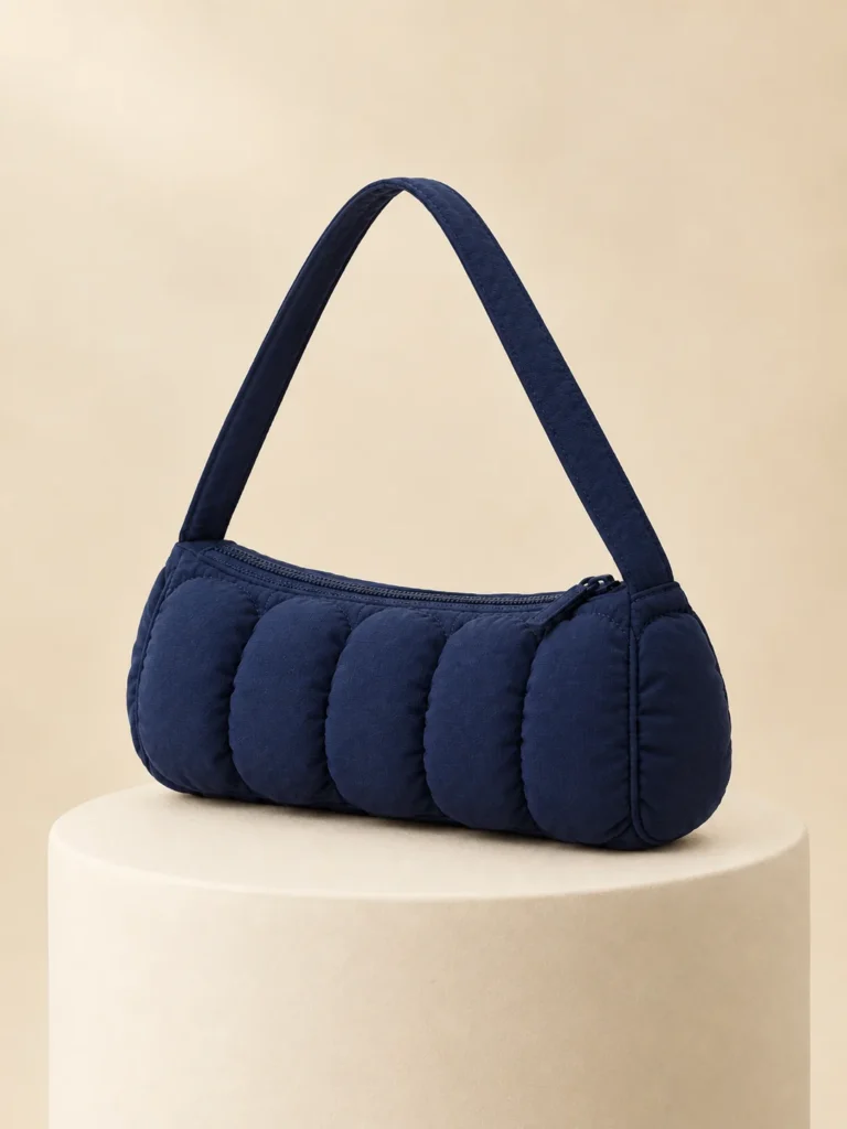 Bubble Row Baguette in Ink Navy, back and side view