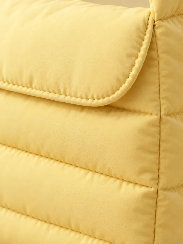 Close-up of the quilting and closure on the Cloud Flap Bag