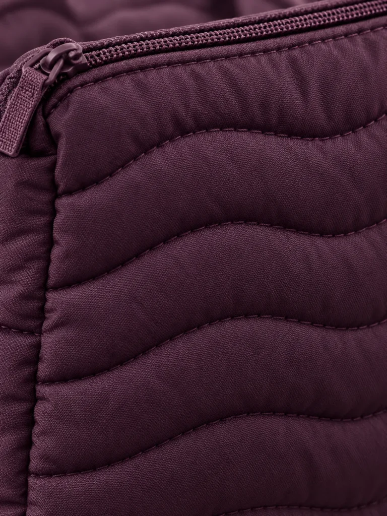 Close-up of the quilting and closure on the Crossbody & Clip Pouch Set