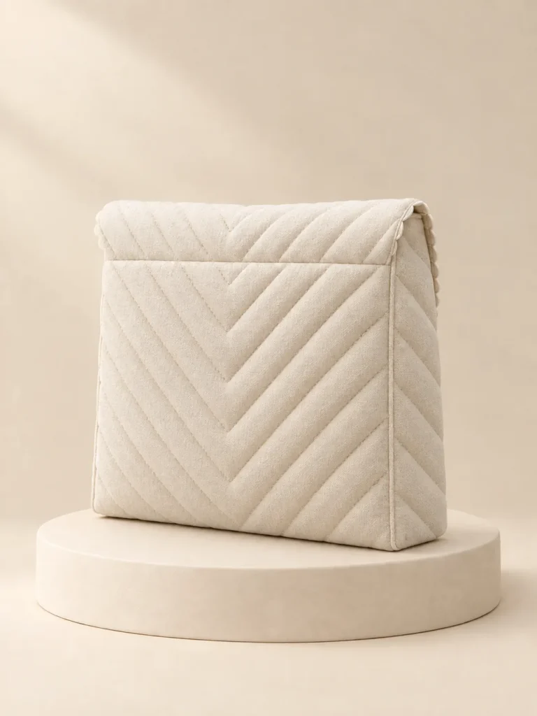 Envelope Flap Pouch in Cream, back and side view