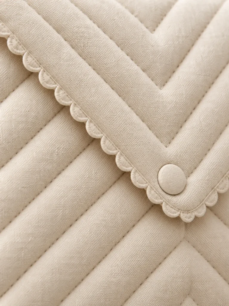 Close-up of the quilting and closure on the Envelope Flap Pouch