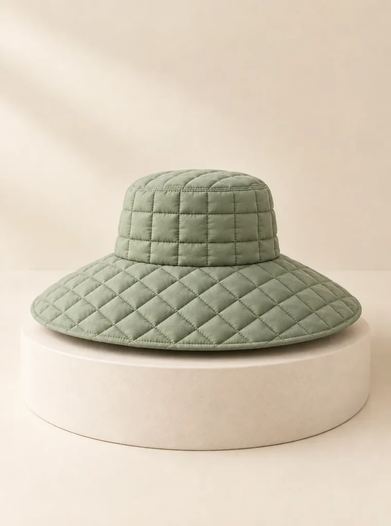 Grid Soft Brim in Sage, back and side view