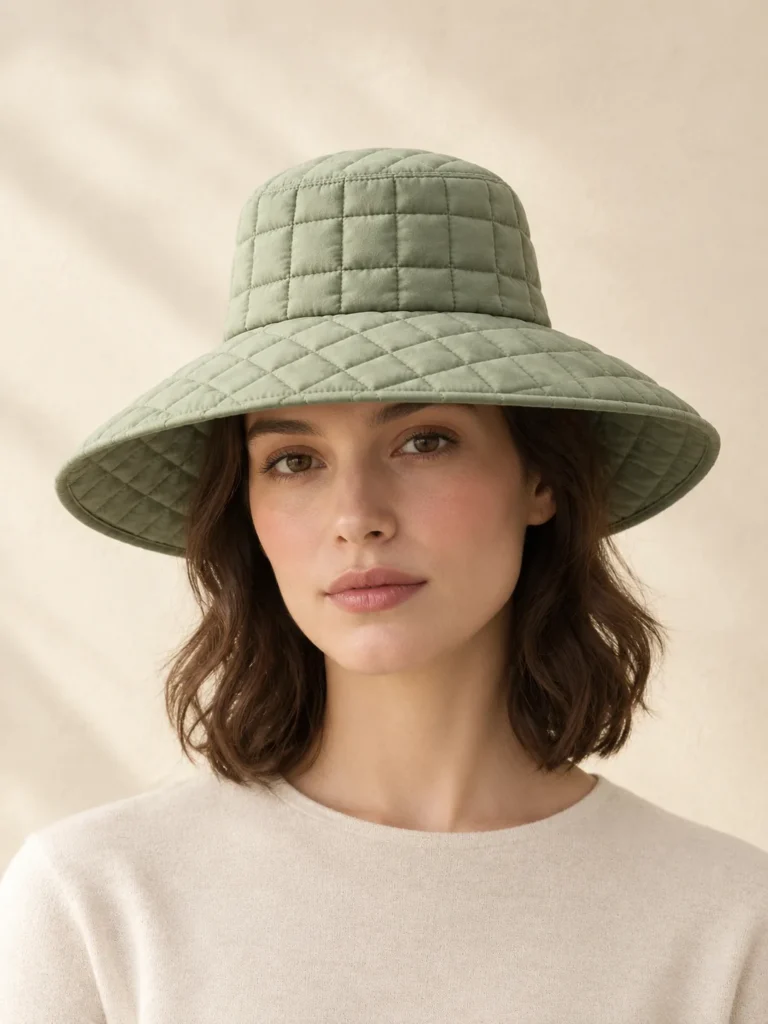 Grid Soft Brim in Sage, shown worn or carried to show its size