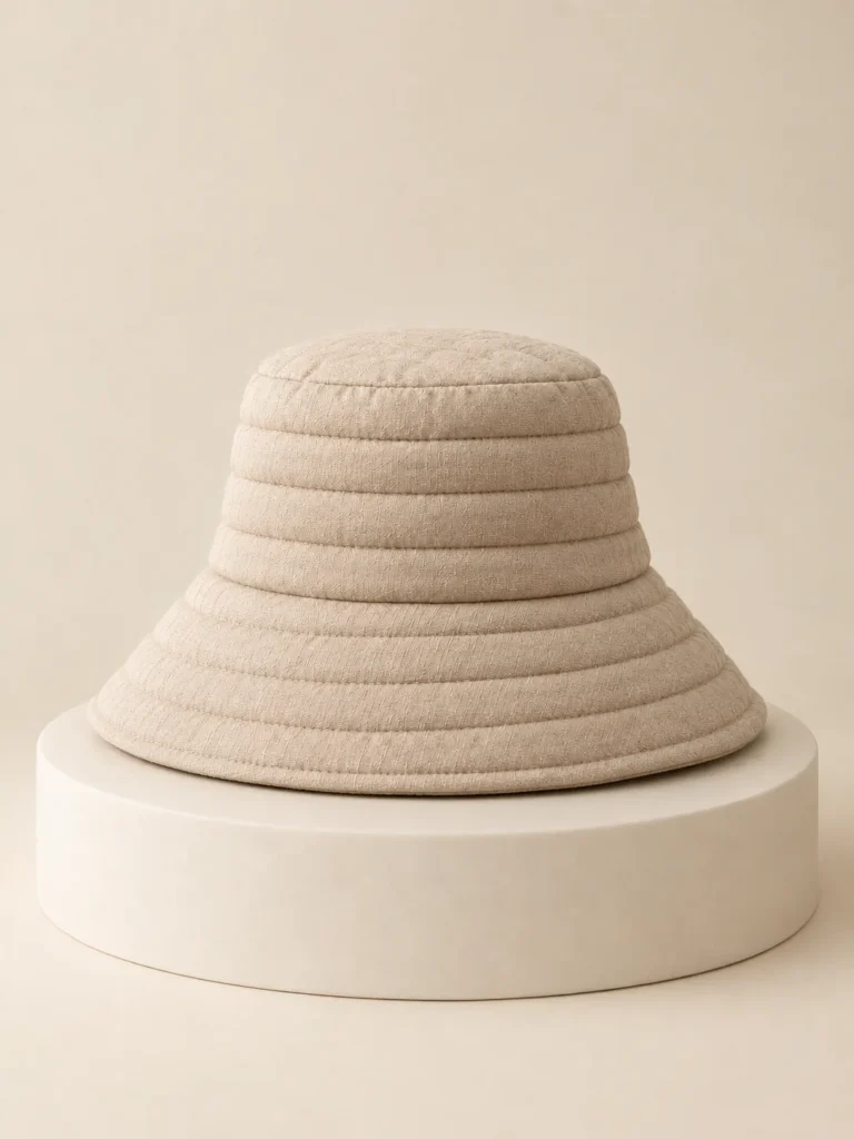 Panel Channel Bucket in Oat, back and side view