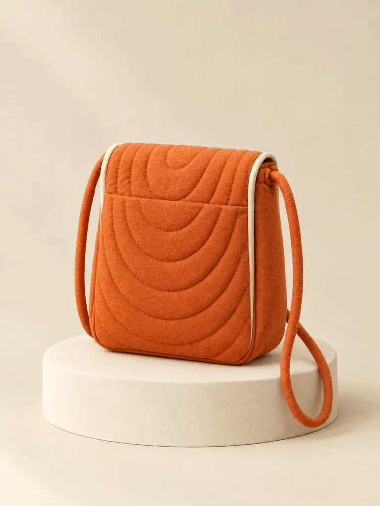 Petal Flap Mini in Persimmon & Cream, back and side view