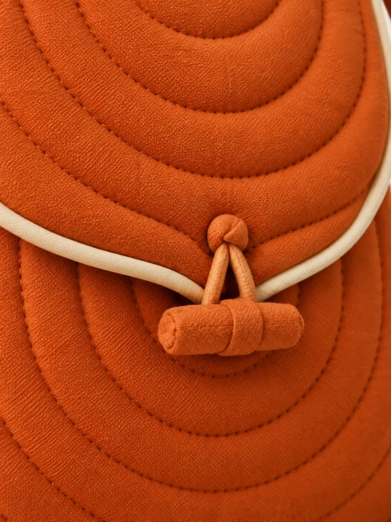 Close-up of the quilting and closure on the Petal Flap Mini