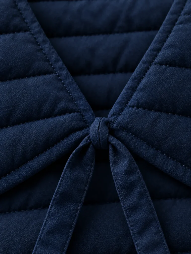 Close-up of the quilting and closure on the Sailor Channel Collar