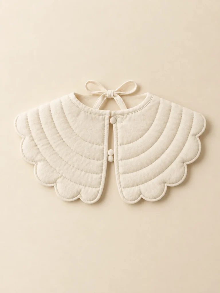 Scallop Puff Collar in Cream, back and side view