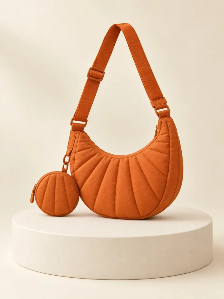 Sling & Coin Set in Persimmon, back and side view