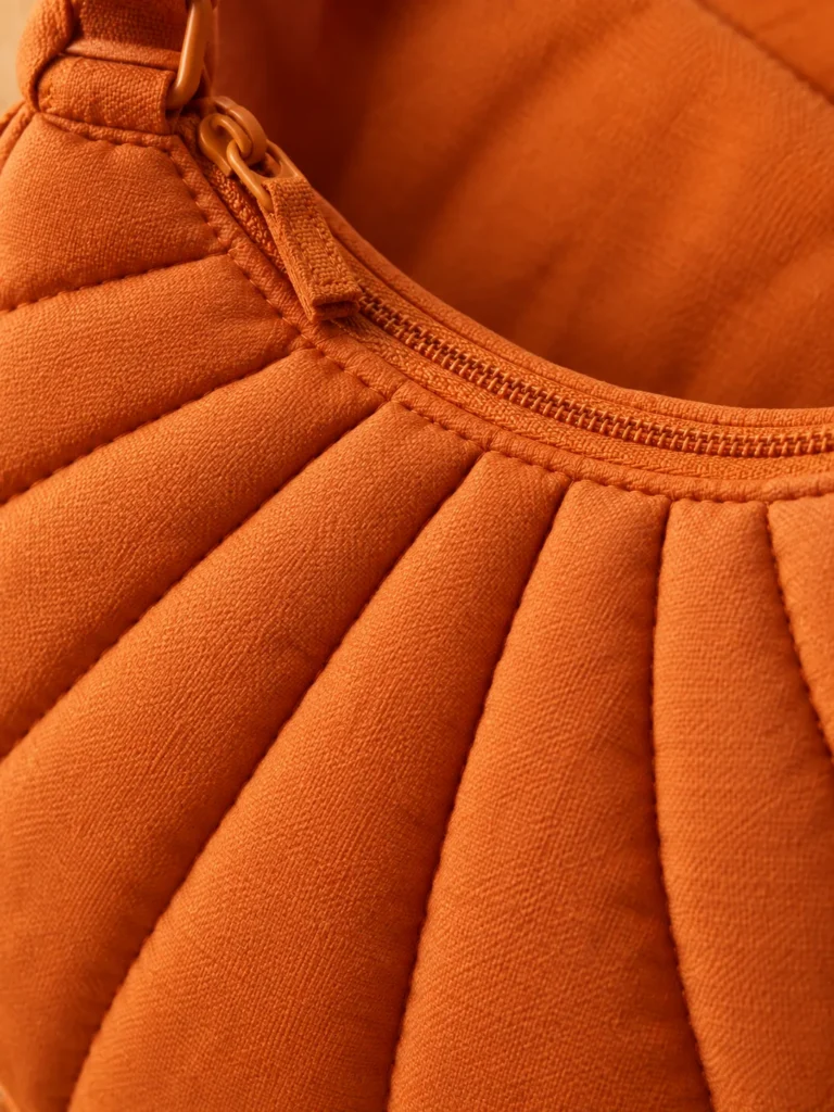Close-up of the quilting and closure on the Sling & Coin Set