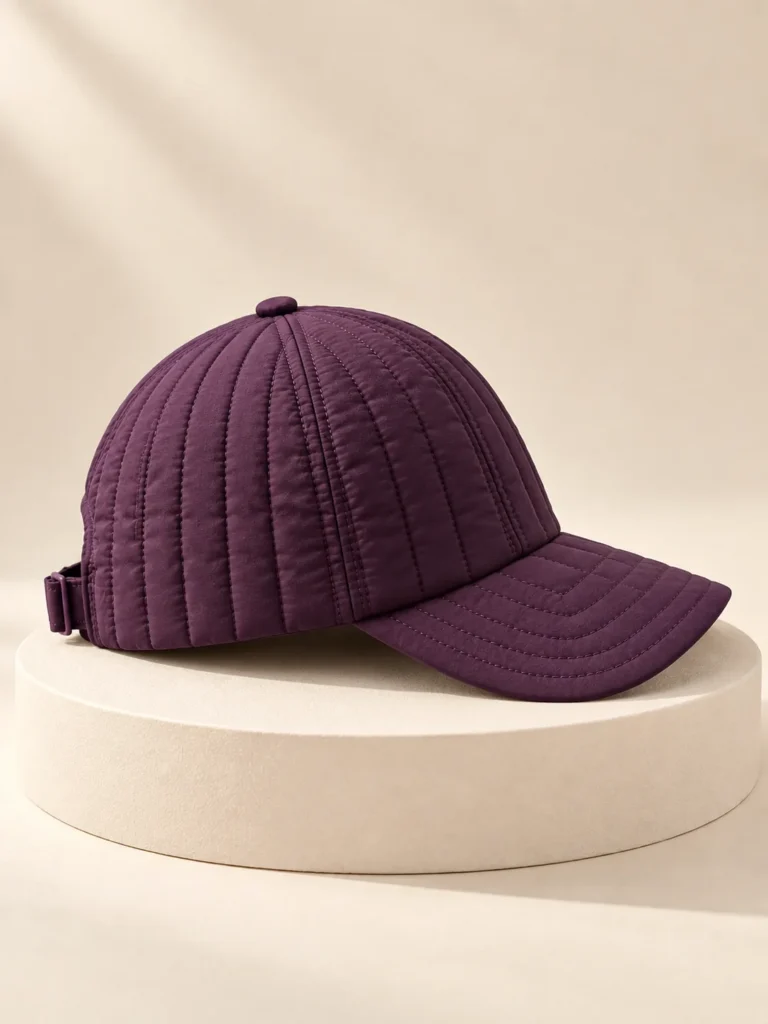 Soft Peak Cap in Plum, back and side view