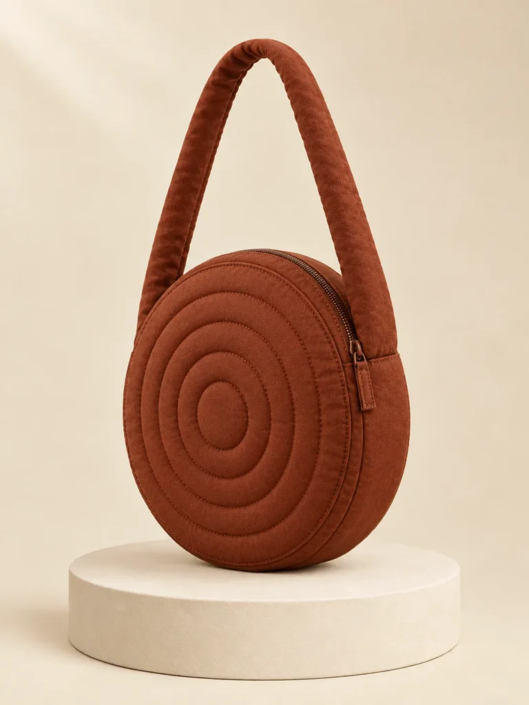 Stack Ring Disc in Chestnut, back and side view