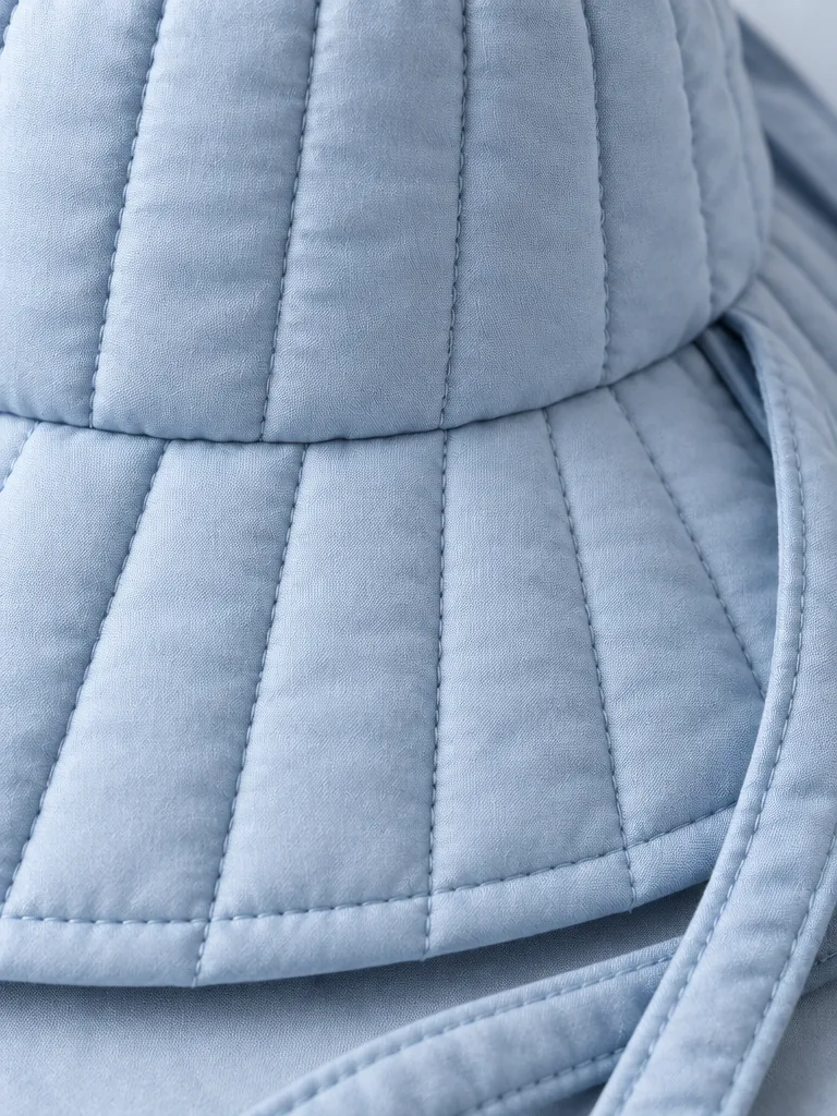 Close-up of the quilting and closure on the Tie Back Bucket