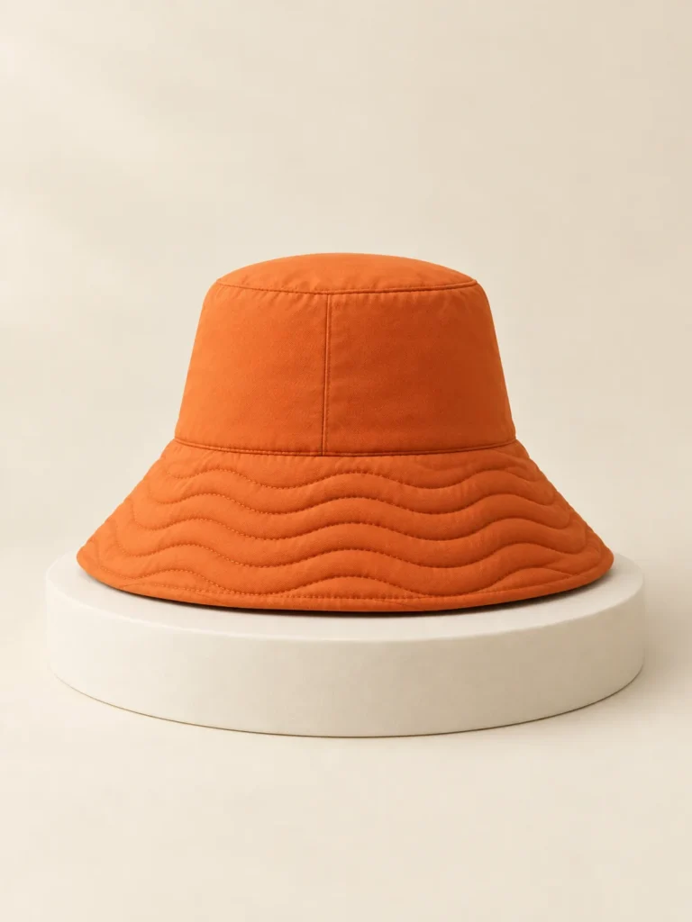 Wave Brim Bucket in Persimmon, back and side view