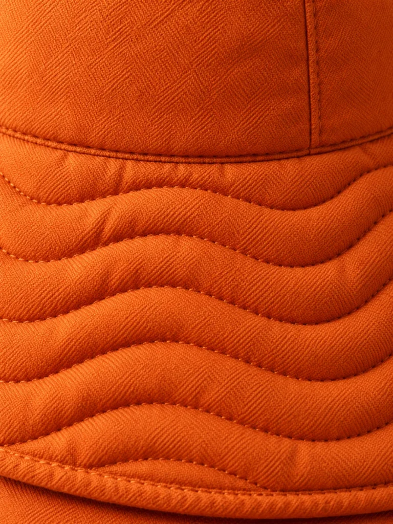 Close-up of the quilting and closure on the Wave Brim Bucket