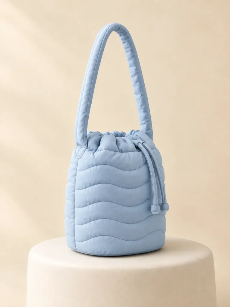 Wave Bucket Mini in Powder Blue, back and side view