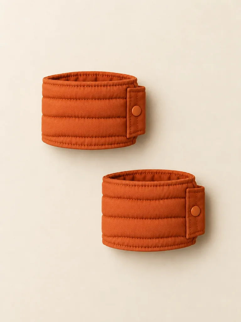 Wave Cuff Pair in Persimmon, back and side view